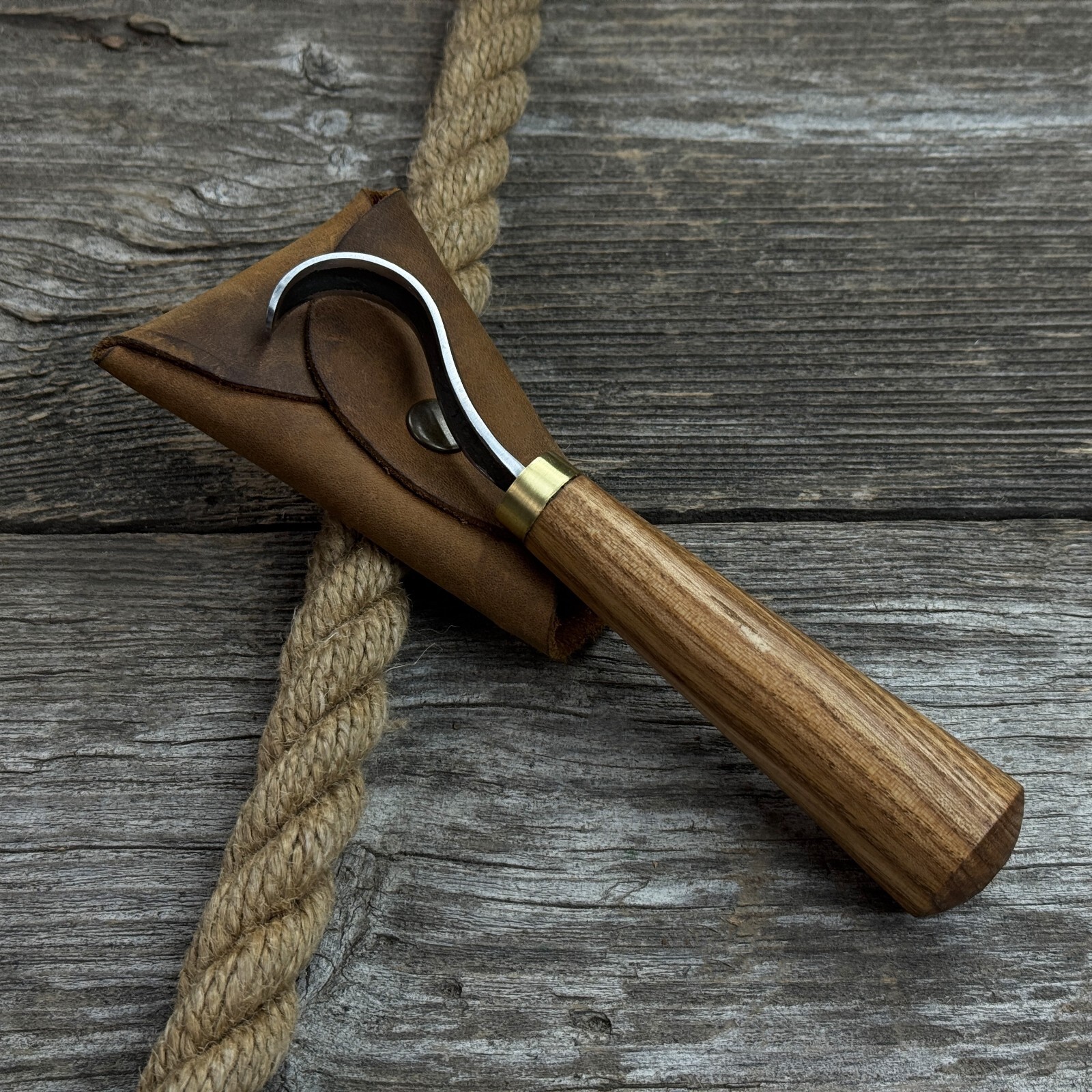 Spoon Carving Hook Knife 1.38" Blade Woodworking Tool Leather Sheath by Sharky