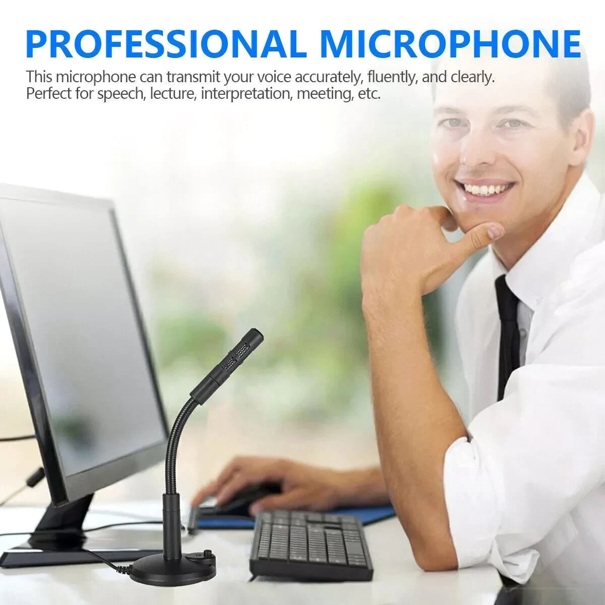 Computer Mini Condenser Microphone USB Stand Recording Mic For PC Desktop Laptop