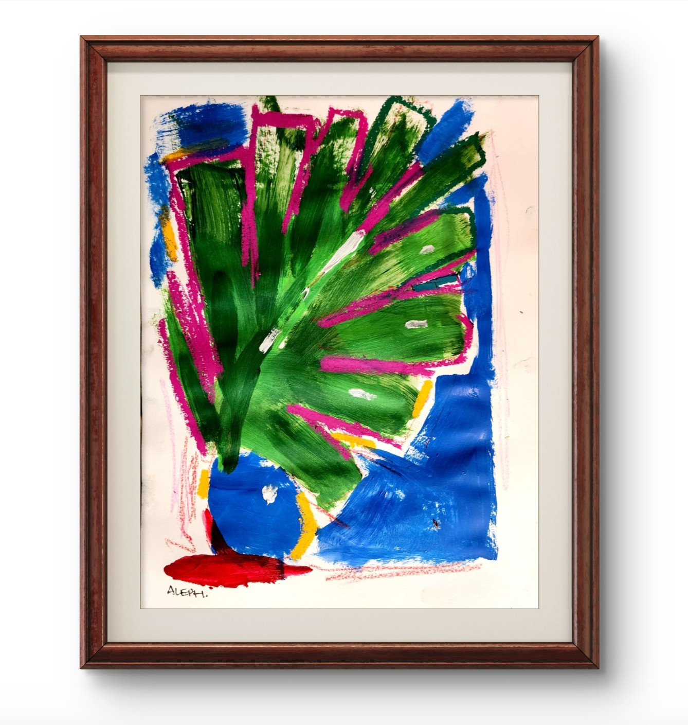 Aleph Original Art 14x11 Abstract Expressionist Original Painting Gallery Paper