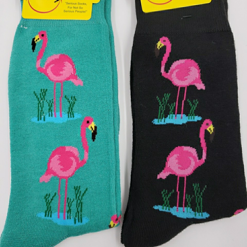 Mens Tropical Pink Flamingo Socks Gift Florida Party Cruise Life Novelty 2 PAIRS