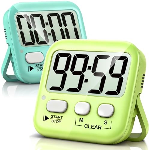 2 Pack Digital Timer for Kids, Magnetic Countdown Kitchen Timers Macaron Color