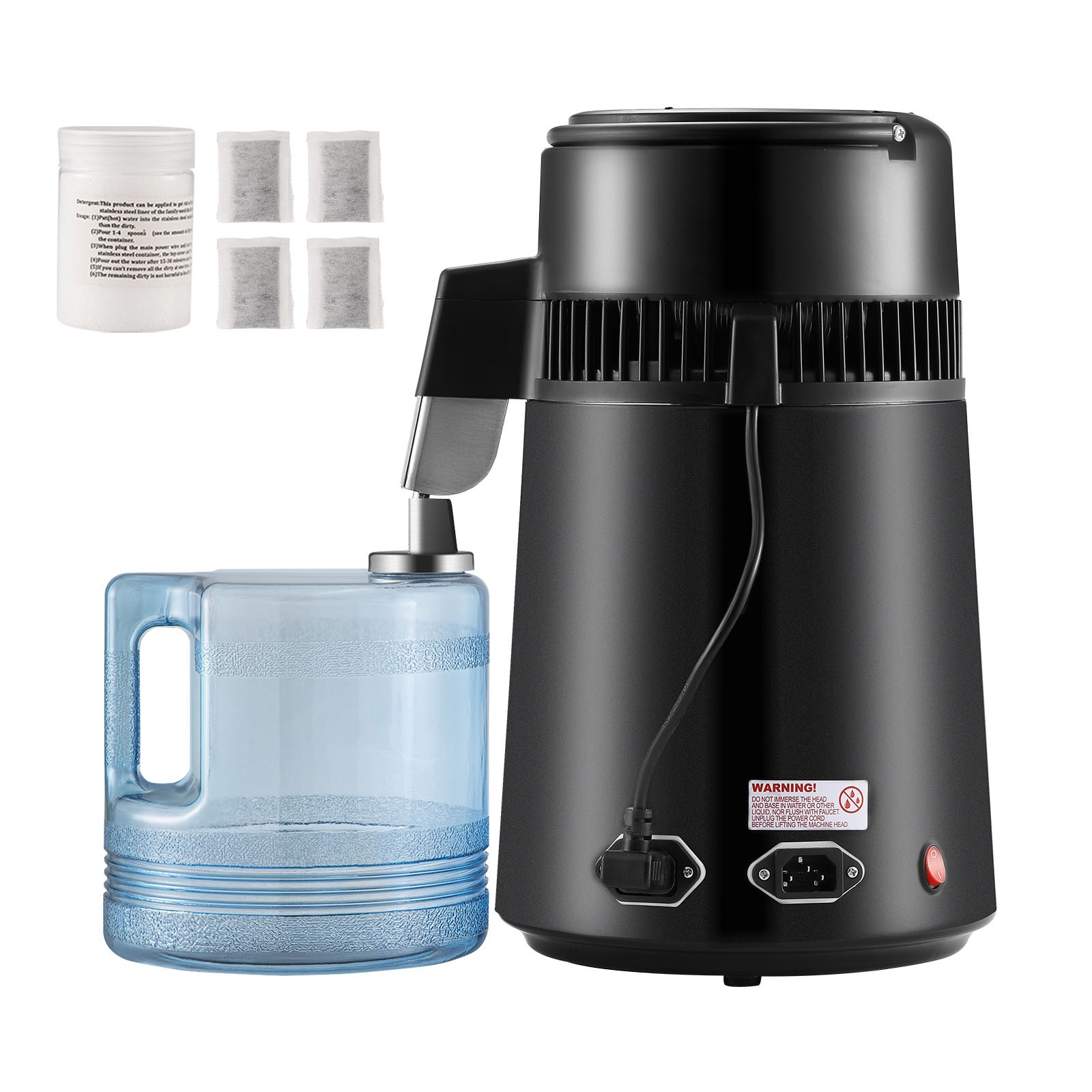 Uimoso 4L Water Distiller Purifier Machine Countertop 1 L/H Stainless Steel 750W
