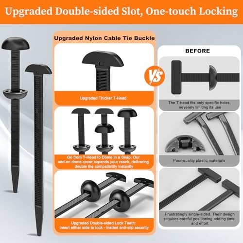 Heavy Duty Nylon Cable Tie Buckles - 150 PCS Automotive Zipper Clips, Fasteners