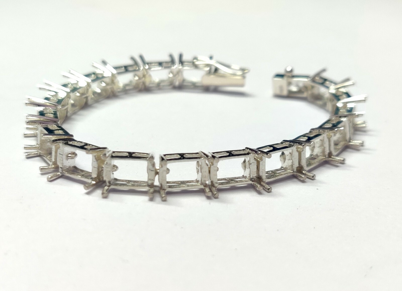 Silver 7x9 mm Octagon Semi Mount Bracelet Sterling Silver Bracelet Blanks