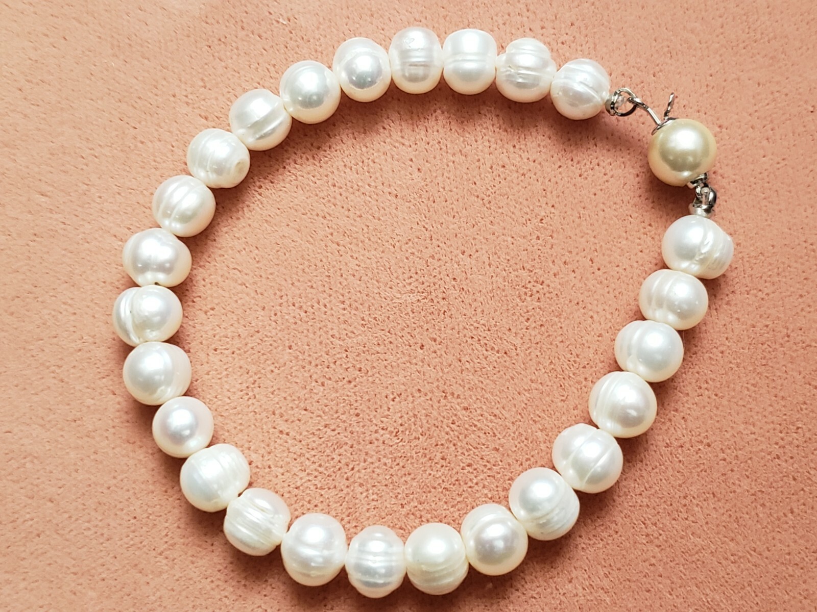 Hand-Made GENUINE * PEARL * BRACELET 7.5", 7.5-8 mm - Made in USA