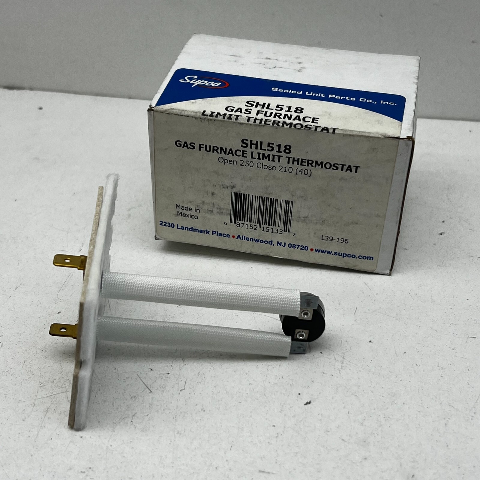 Supco SHL518 Gas Furnace Limit Thermostat Open 250, Close 210, L39-196, L250-40F