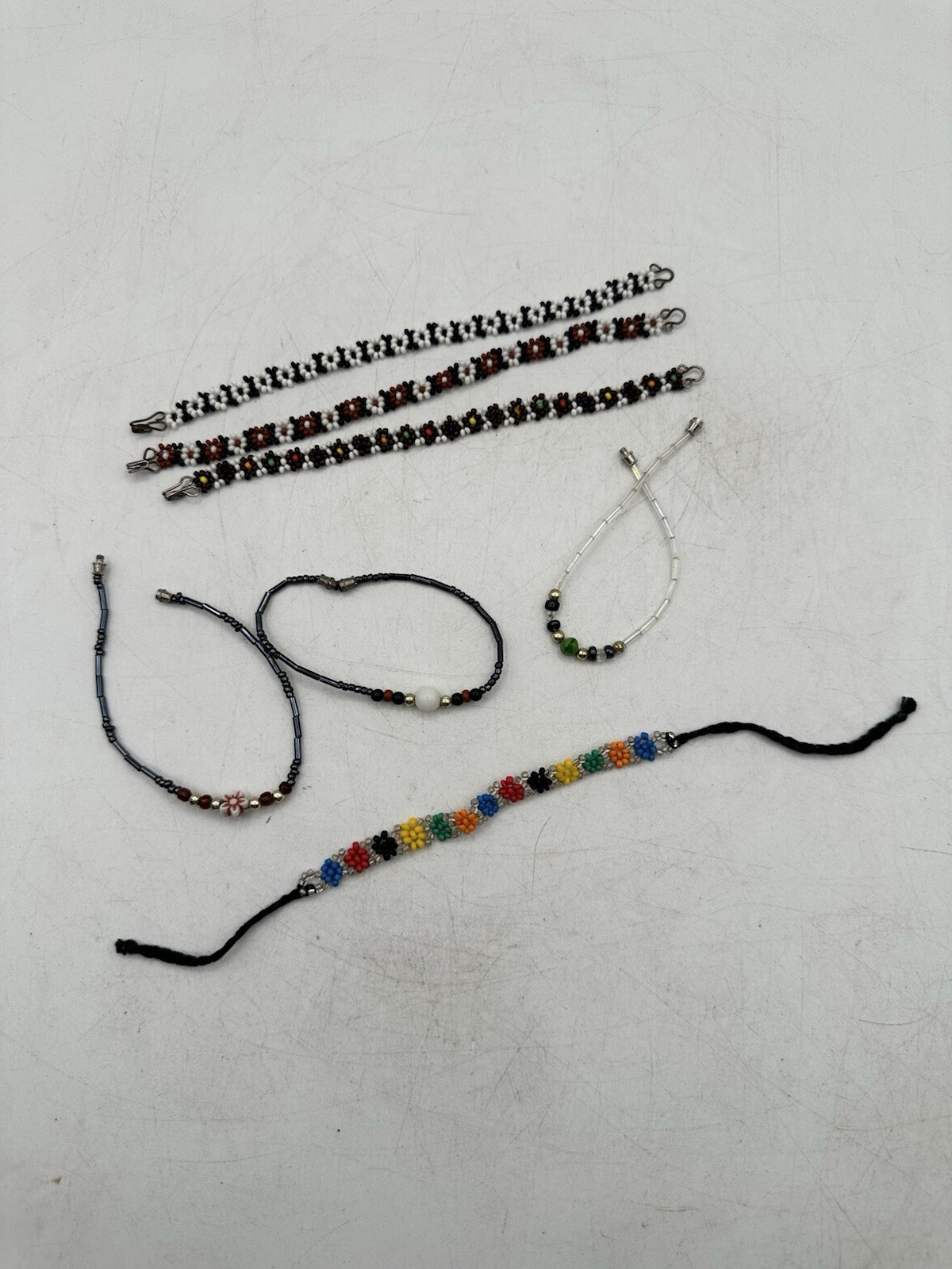 Beaded Bracelet Lot Of 7 Hand Crafted Friendship Gifts 7” To 7.5”