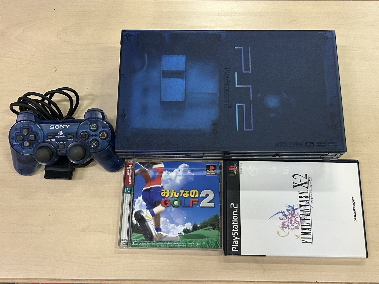 PlayStation PS2 SCPH-37000 Ocean Blue DualShock2 Clean Final Fantasy X2 Golf 2