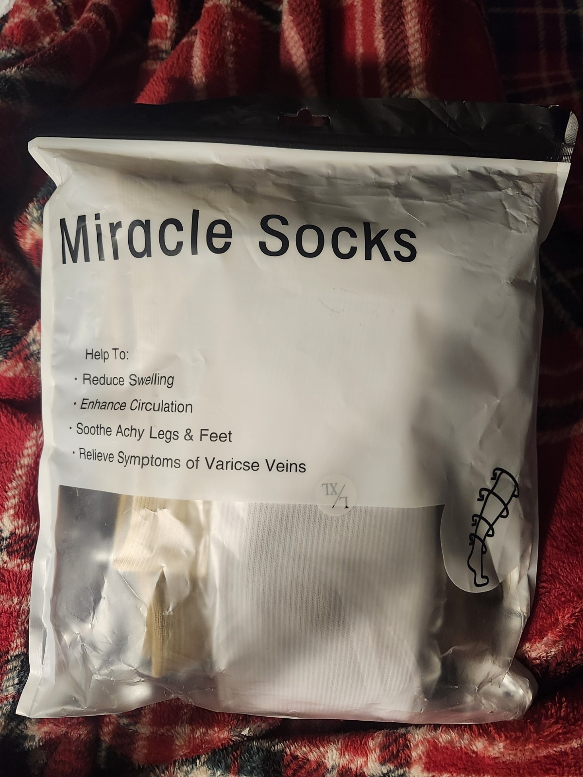 5 Pair-Miracle Compression Socks Black,White,Tan, Navy, Brown Color Size L/XL