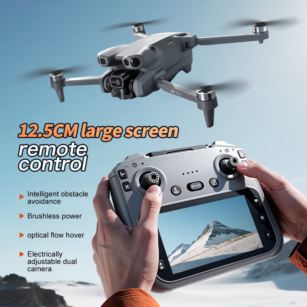8K Dual Camera Brushless Drone 5G WiFi Screen Remote 2 Battery Obstacle Foldable