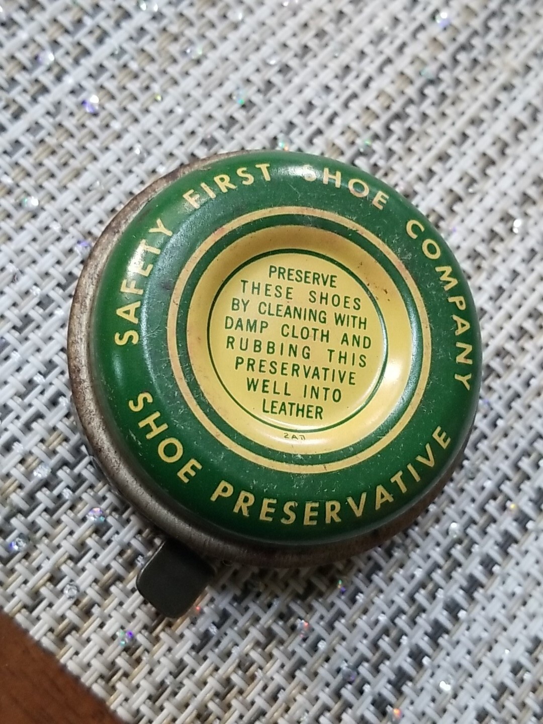 1920s Vintage Advertising  Massachusetts - Safety First Shoe Company Tin Polish