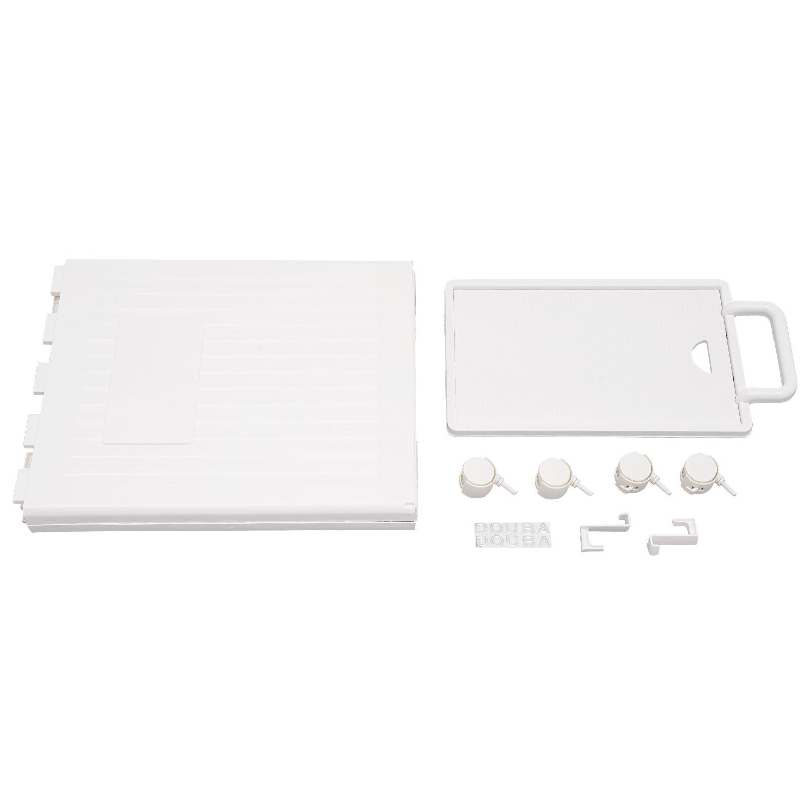 White Foldable Storage Box with Lid 4 Universal Wheels Hooks PP