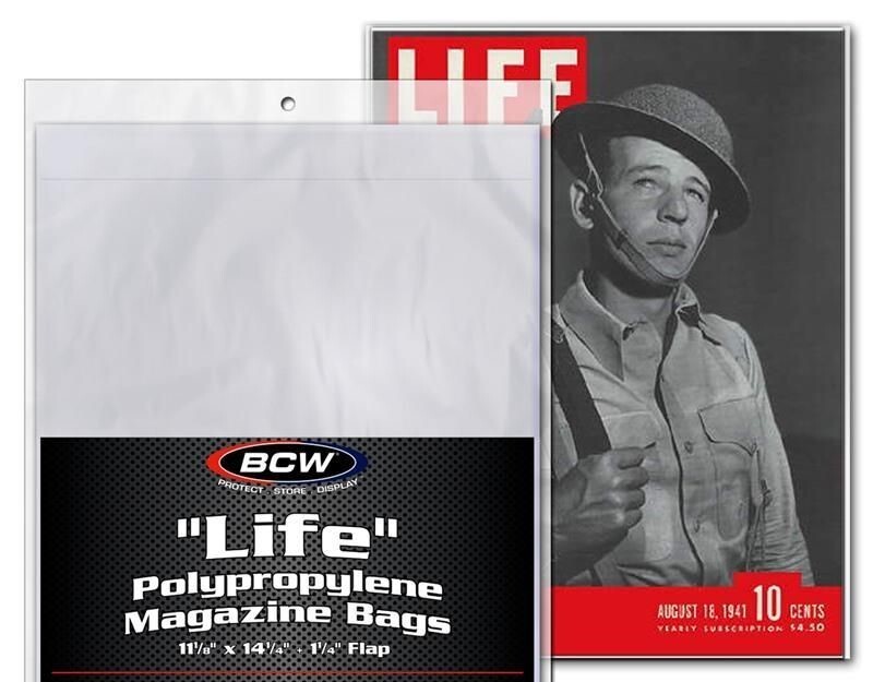 NEW (5 CT) BCW Combo Pack Life Magazine Bags & Backing Boards- Clear Acid Free