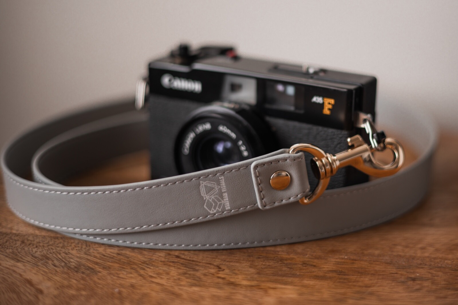 Camera Strap - Neck Shoulder Leather Grey Gray Stylish Classy Unique