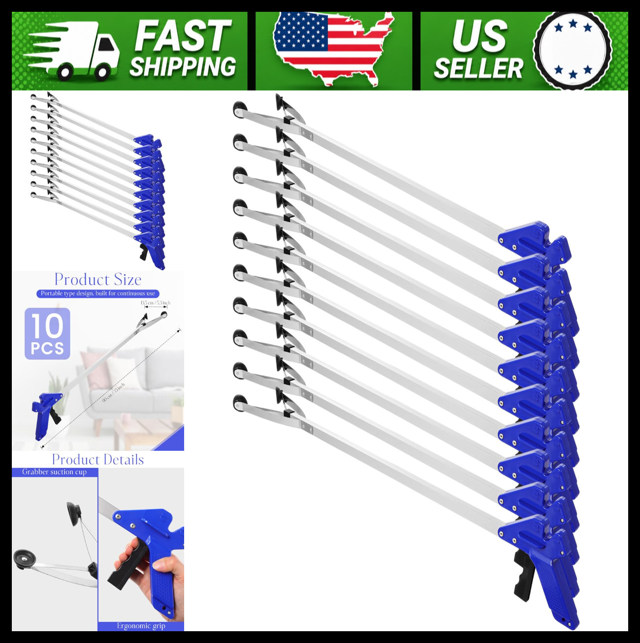 Sabary 10 Pack Suction Cup Reacher Grabber Heavy Trash Picker Grabber Tool