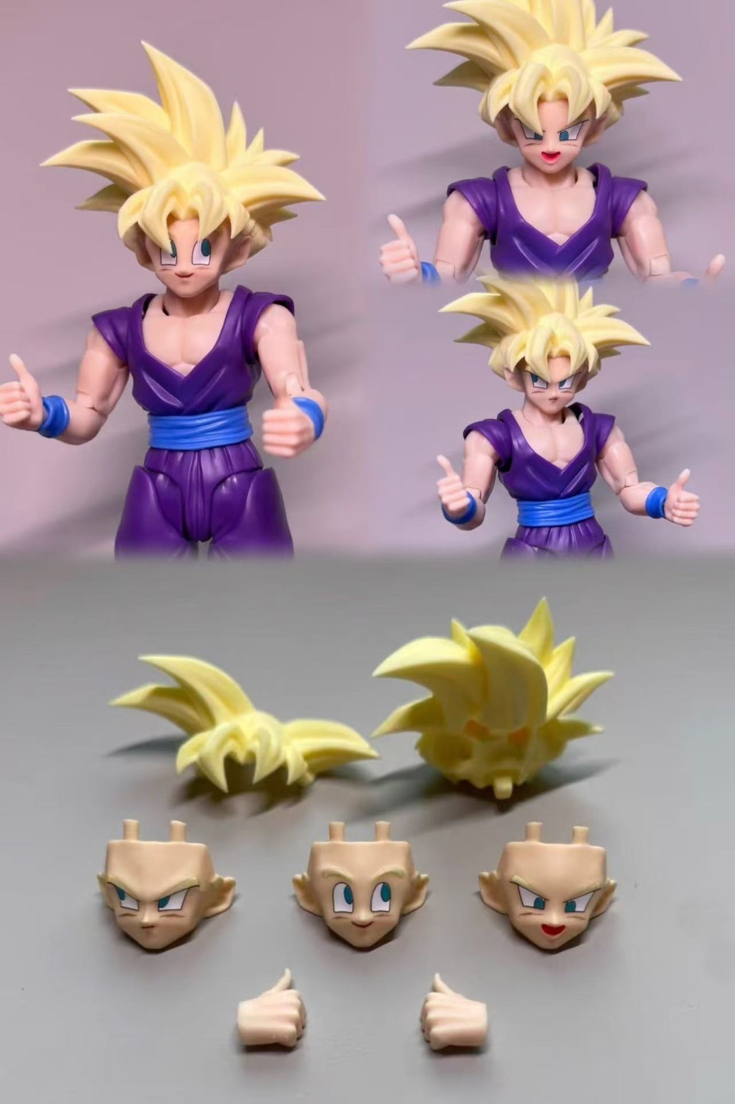 New Custom kid Gohan super saiyan 1/12 SHF yellow Head Sculpt kit （No Figure）