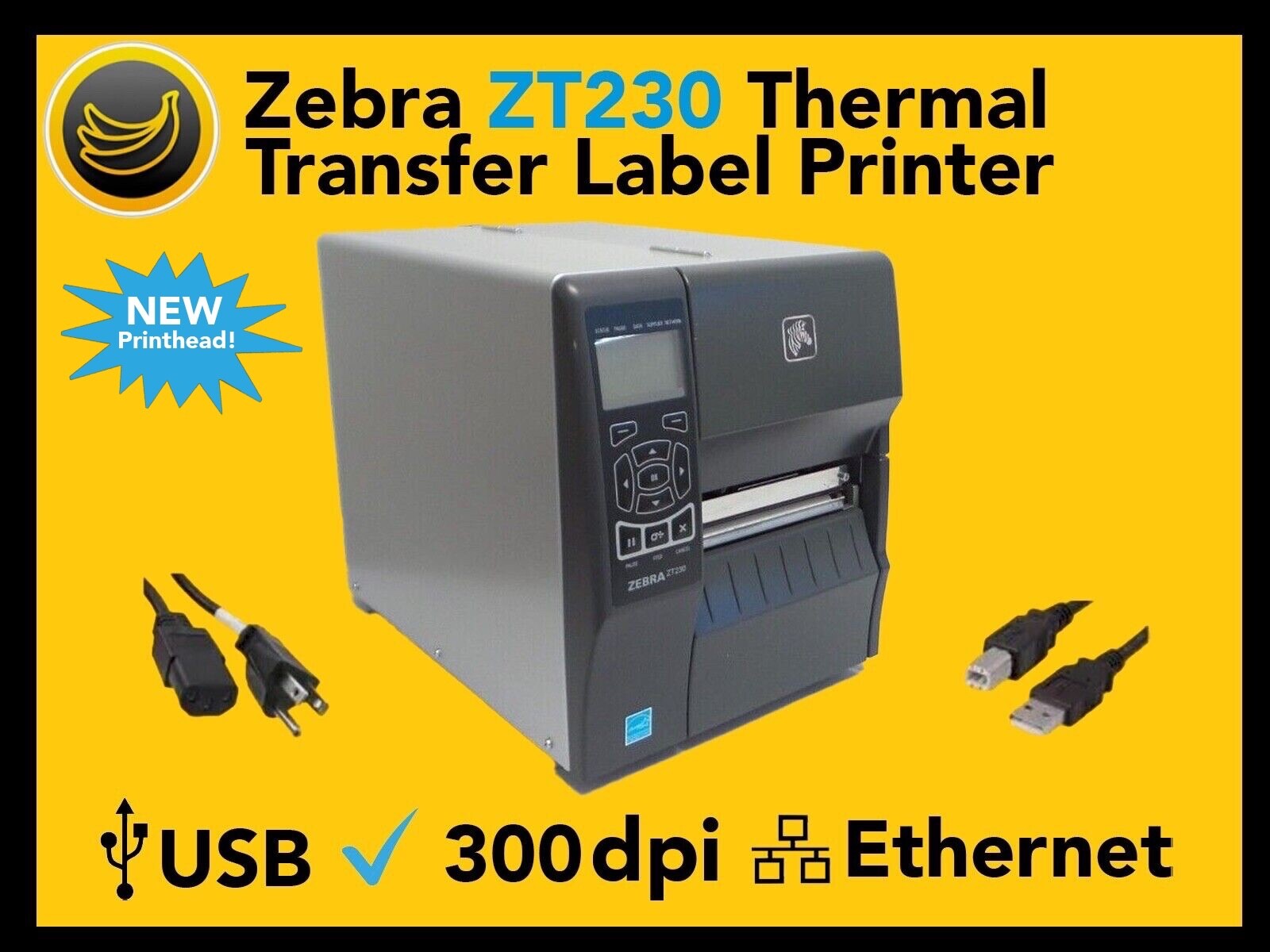Zebra ZT230 Thermal Transfer Label Printer 300dpi, USB, Ethernet, USA Seller!🔥⭐