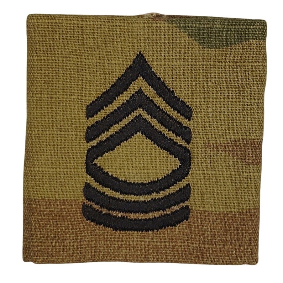 US Army Master Sergeant MSG E‑8 Rank Loop Black on OCP Scorpion W2 2" × 2"
