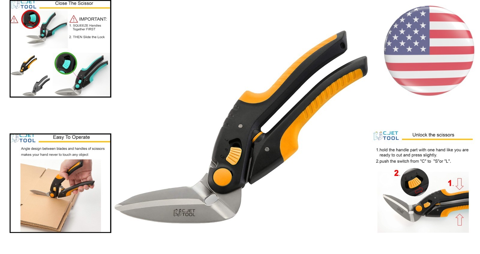 10" Heavy Duty Professional Scissors - Ergonomic Multi-Purpose Tool in Orange