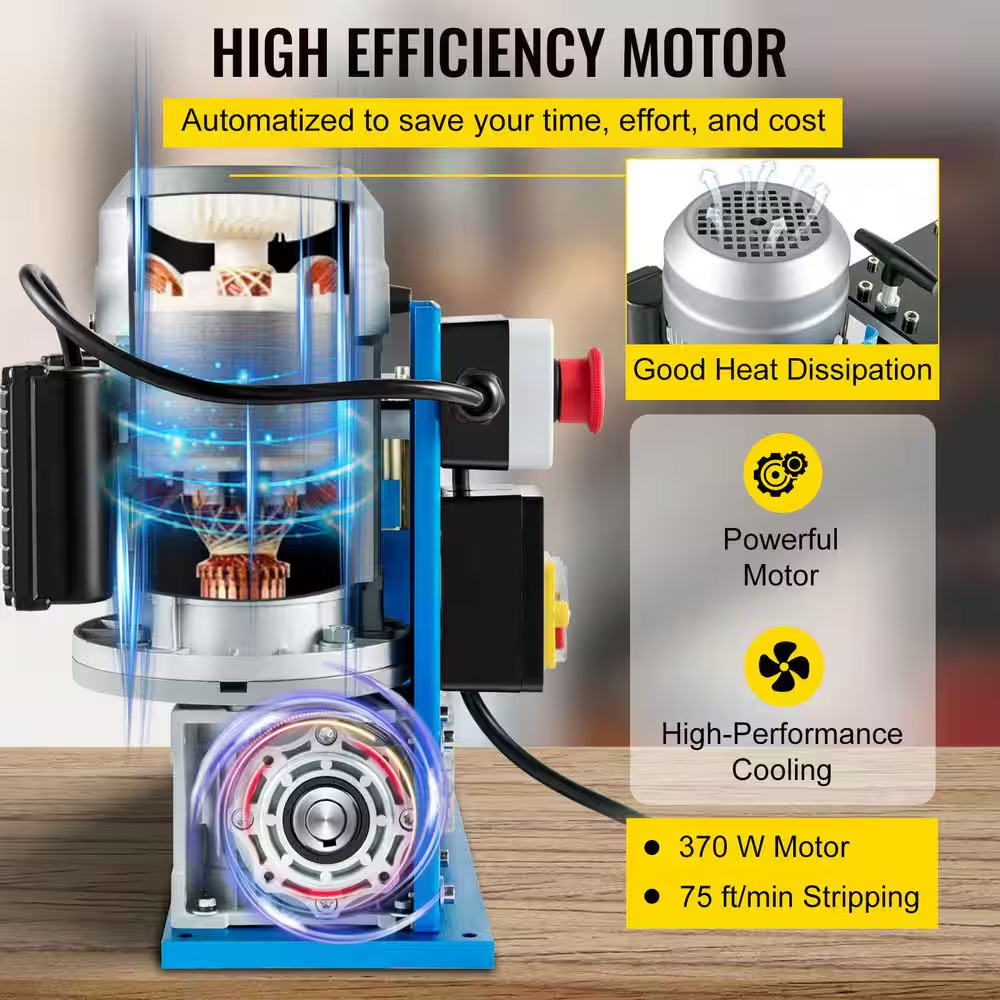 Electric Wire Stripping Machine 370-Watt 0.06-1.5 In. Automatic Cable Stripper 7