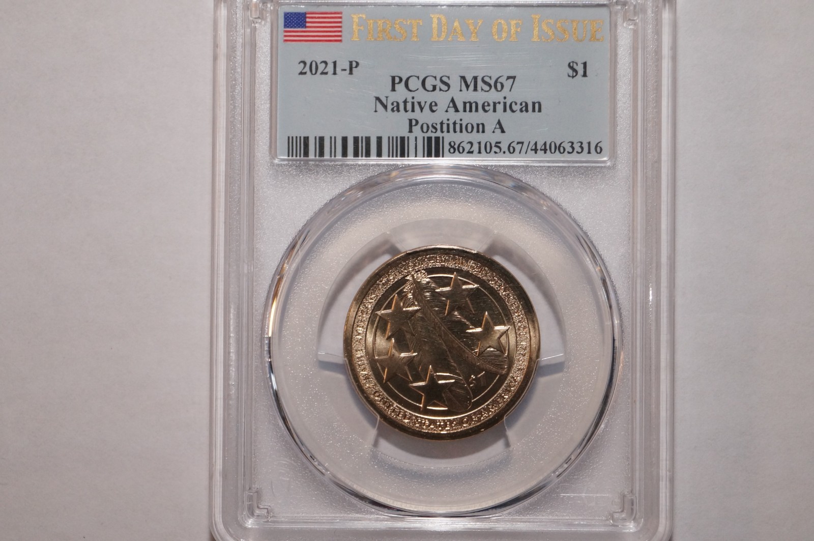 2021-P NATIVE AMERICAN DOLLAR POSITION A GRADED PCGS MS67 FIRST DAY OF ISSUE