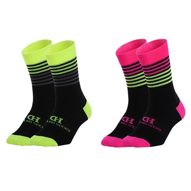 2Pairs Cycling Socks Riding Bicycle Bike Sports Ankle Socks XC MTB Pink Grey