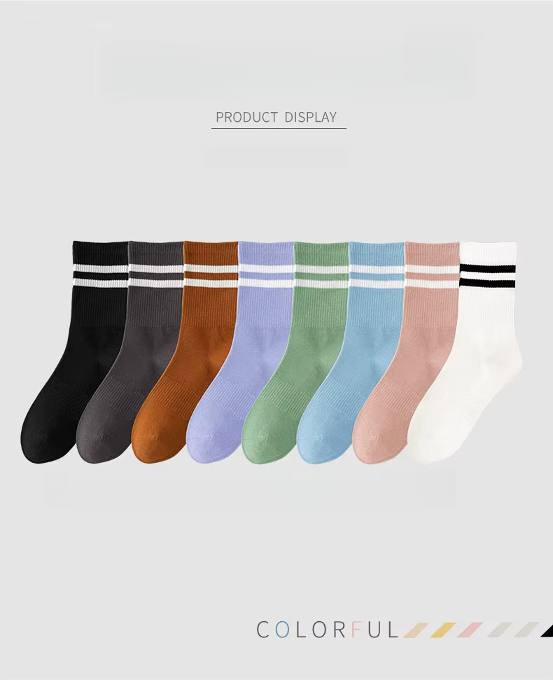 6 Pairs Women Crew Socks Cotton Soft Comfortable Size M – Random Colors