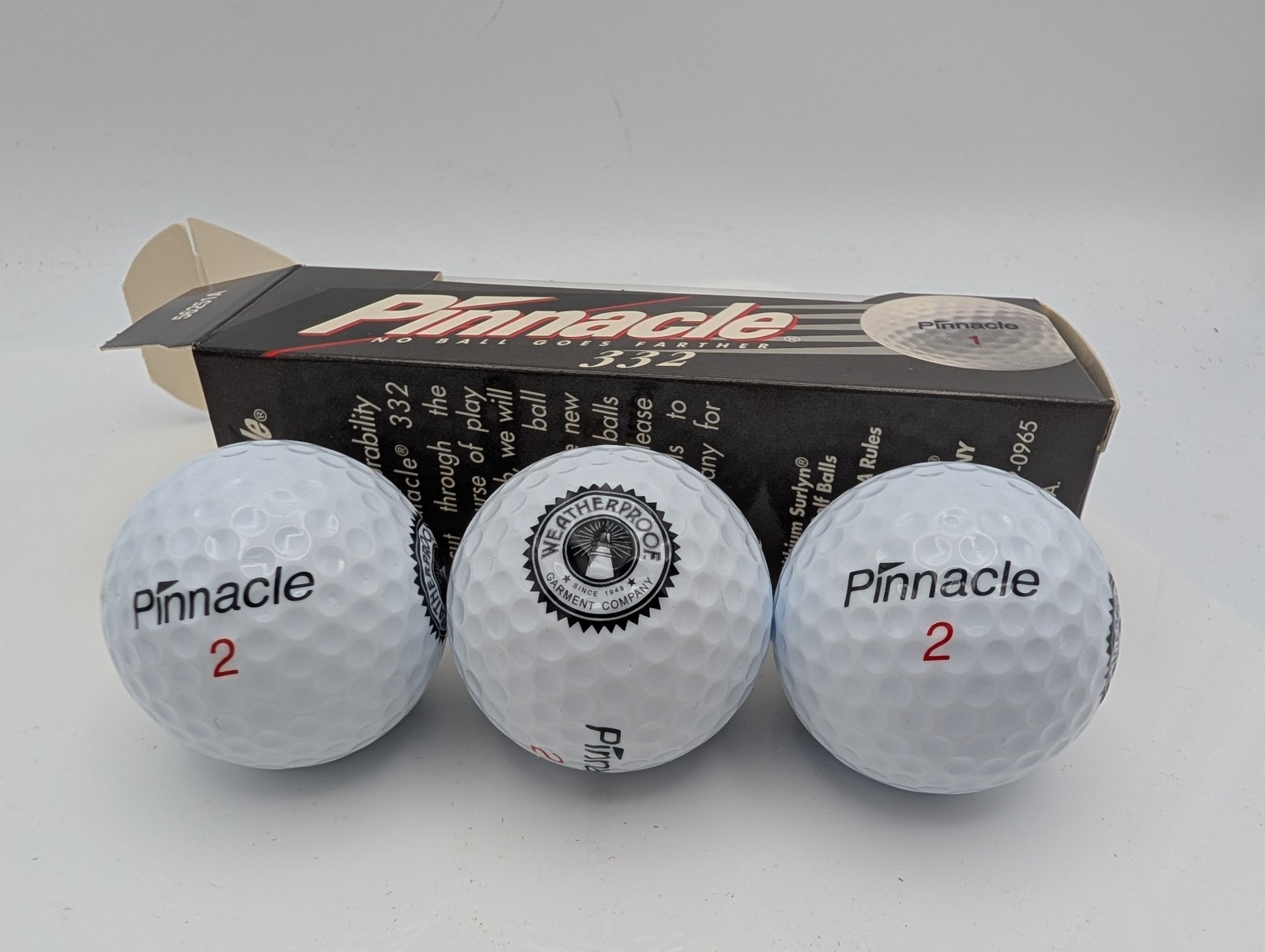 Pinnacle 332 Golf Balls Sleeve 3 Balls | Weatherproof Logo | Brand New