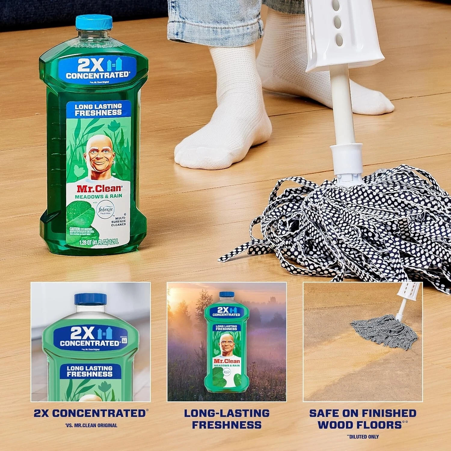 Mr. Clean 2X Concentrated Multi Surface Cleaner with Febreze Meadows & Rain Scen
