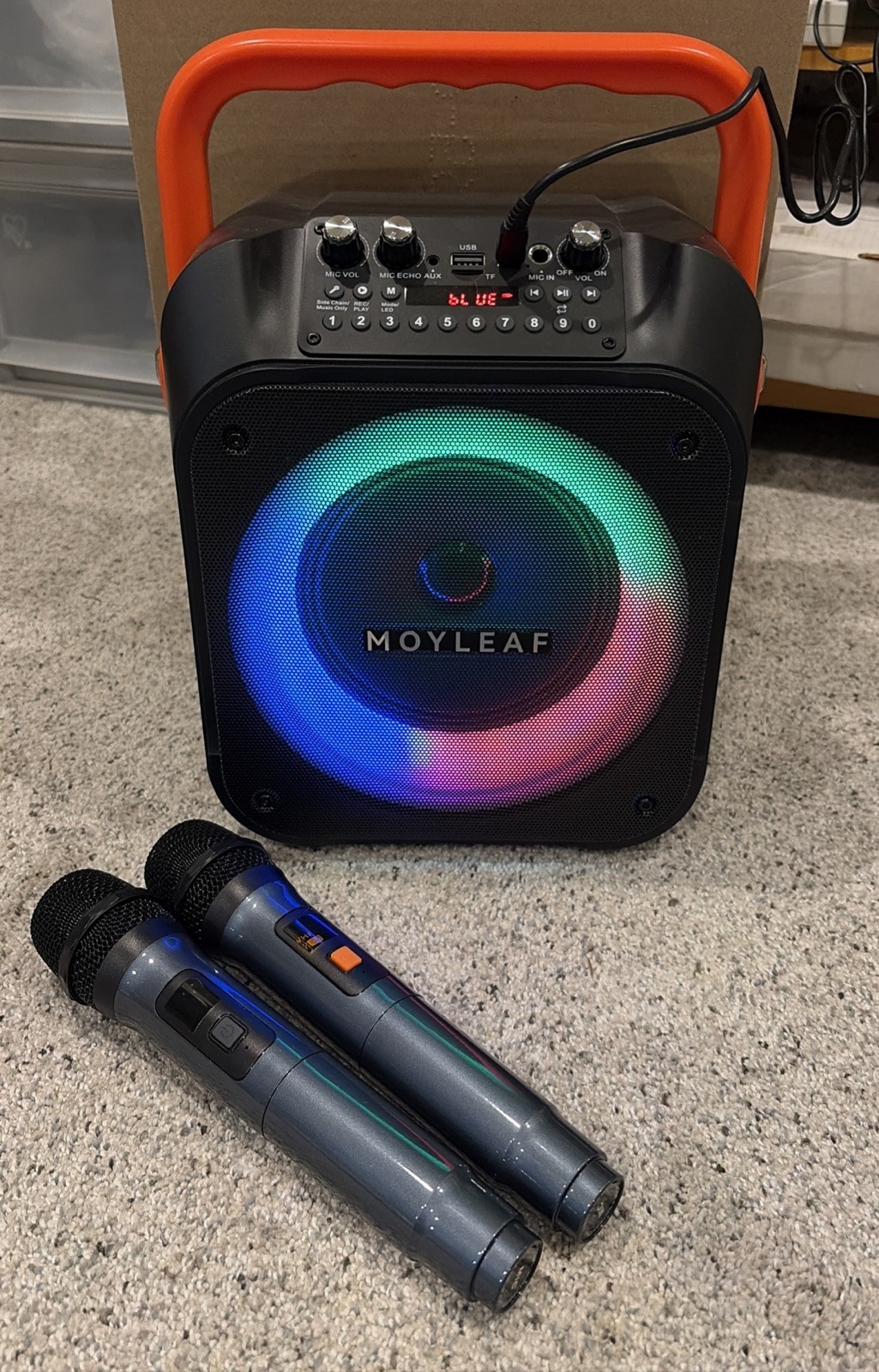 MOYLEAF Portable Karaoke Machine with 2 Working Wireless Microphones