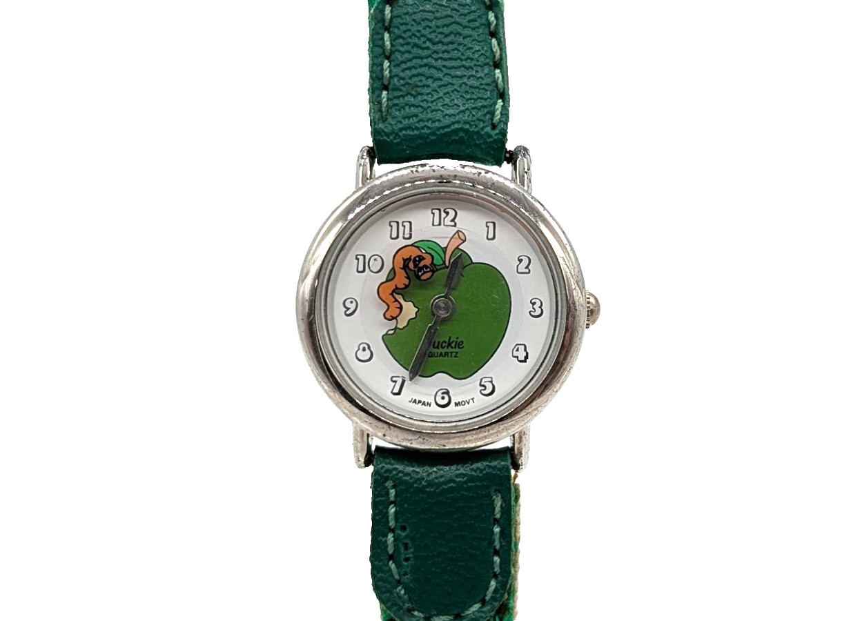 Vintage Duckie Quartz Watch – Cartoon Duck Dial – Japan Movement – Green Strap