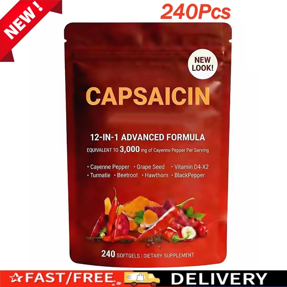 Capsaicin Power - Cayenne Pepper Softgels Supplement, Supports Leg Vein 240Pcs