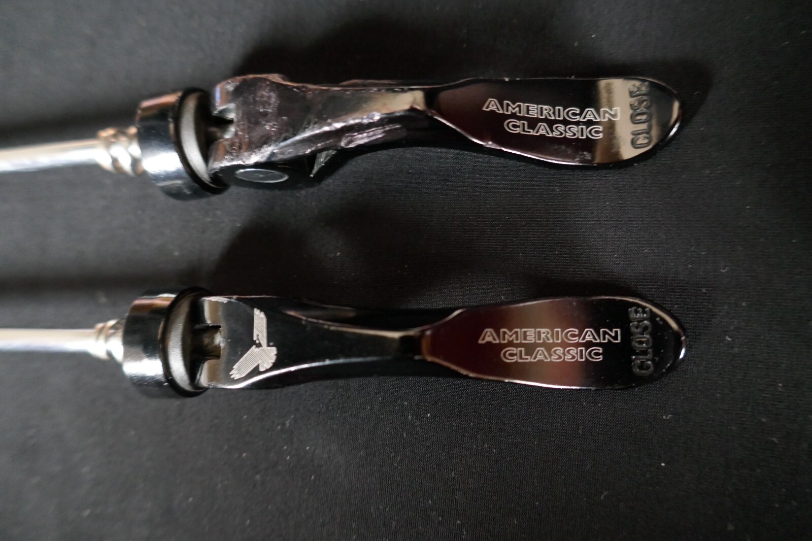 AMERICAN CLASSIC MTB ROAD SKEWER SET BLACK STEEL QUICK RELEASE LEVER QR