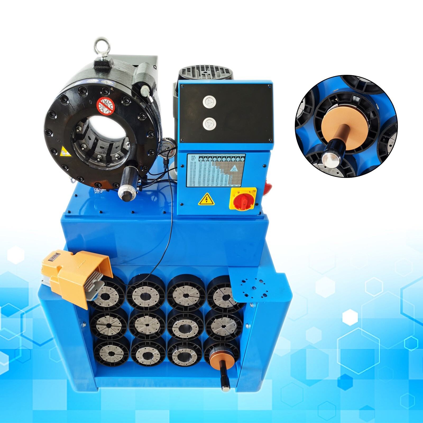 0.55-2.72" Hydraulic Hose Crimping Shrinking Machine with 13 sets Dies 220V 4KW