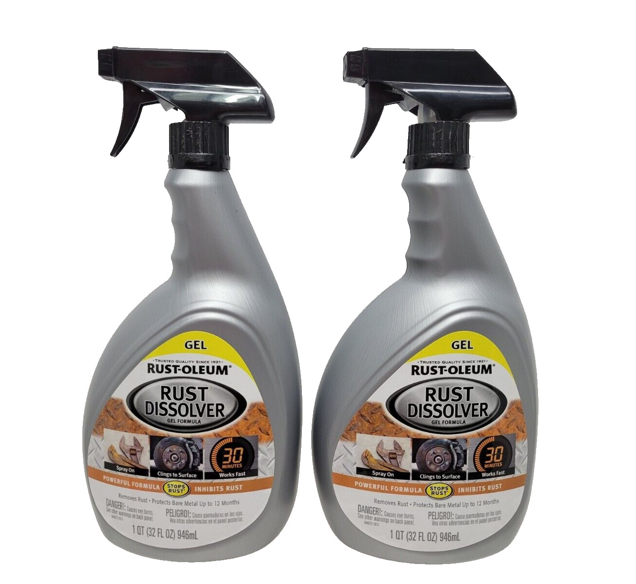 2 - RUST-OLEUM RUST DISOLVER POWERFUL GEL FORMULA (32 oz ea.) 2 QUARTS TOTAL