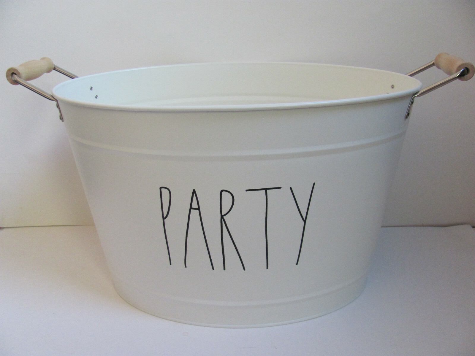 Rae Dunn by Magenta -PARTY Drink Ice Bucket/Tub -Metal with Wood Handles-2 Avail