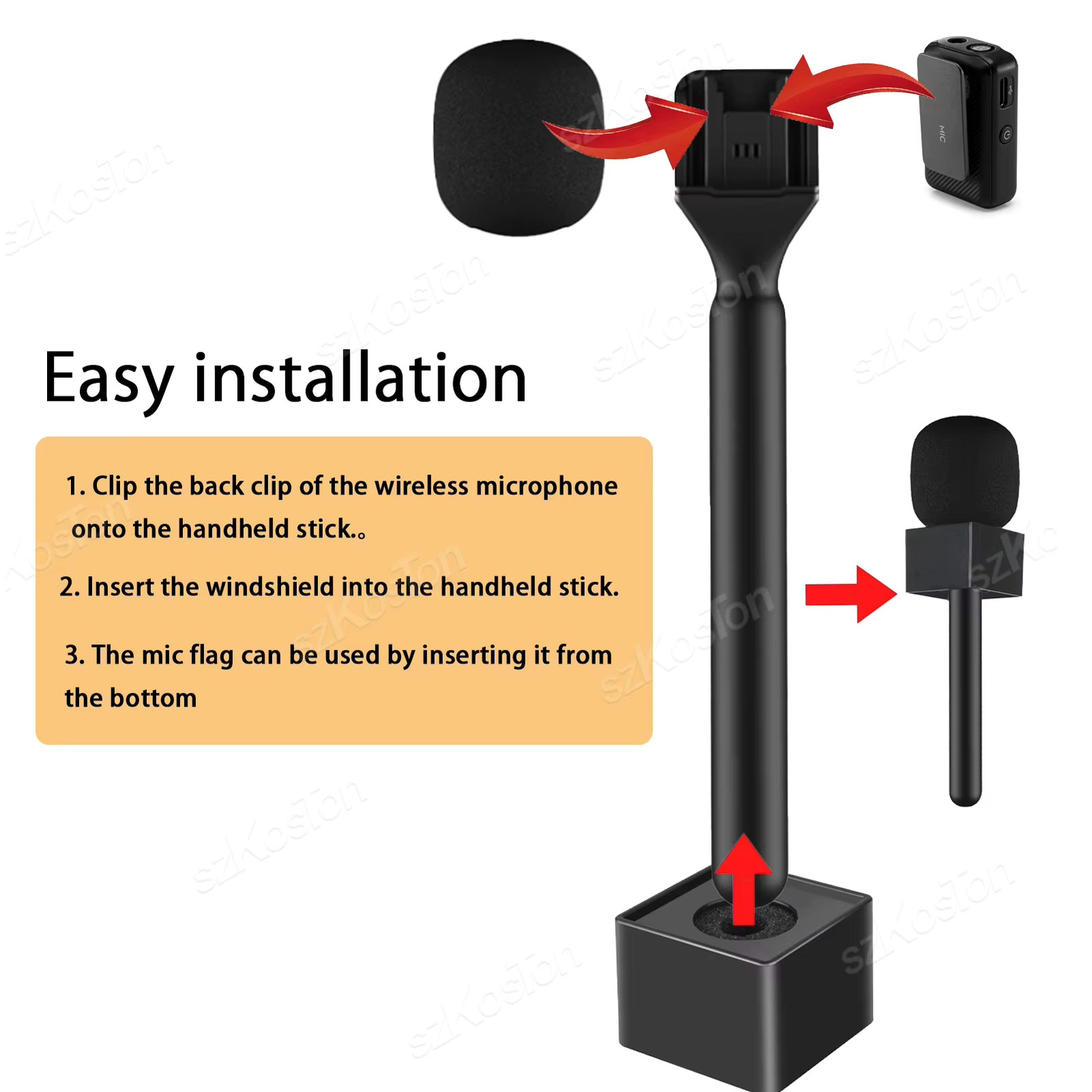 DJI Mic 1/2/3 Rhode GO Interview Handle Adapter - Wireless Microphone Handle