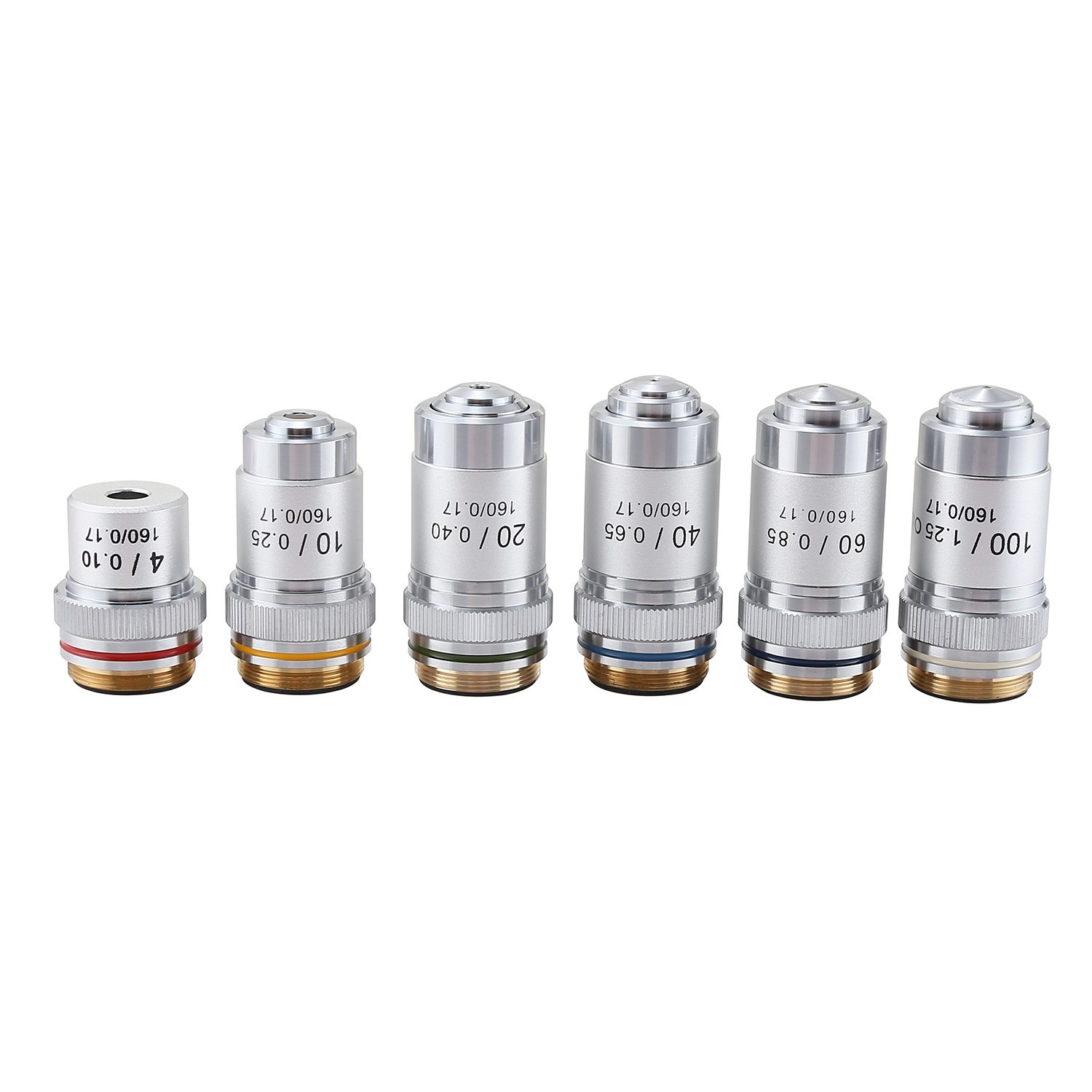 6 Sizes Achromatic Objective Lens Copper Silver Parts for microscope Parts
