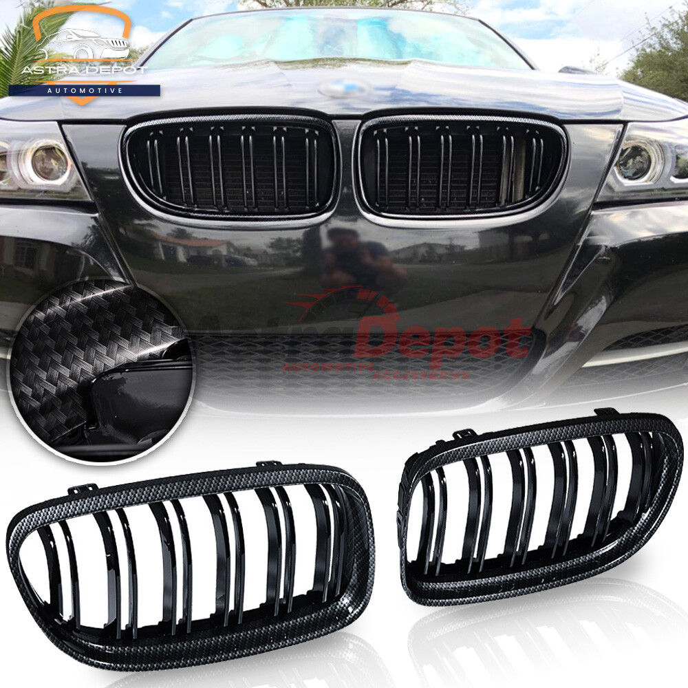 Carbon Fiber Front Kidney Grill For 09-11 BMW E90 E91 328i 335i 325i Sedan LCI