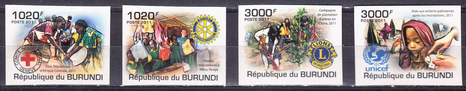 W BURUNDI 0926v-929v HUMANITARIAN ORGANIZATIONS IMPERFORATED SET