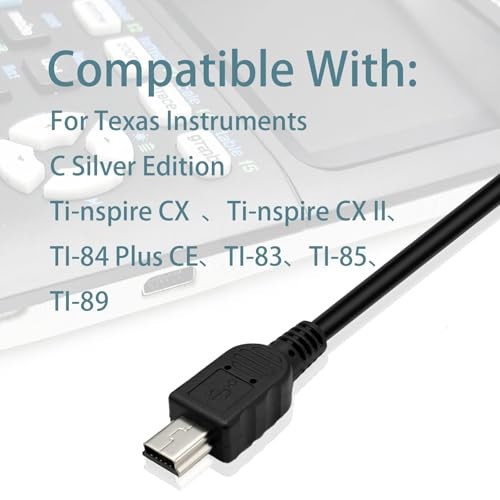 2-Pack USB Charging & Data Cable Compatible with Texas Instruments TI-84 Plus