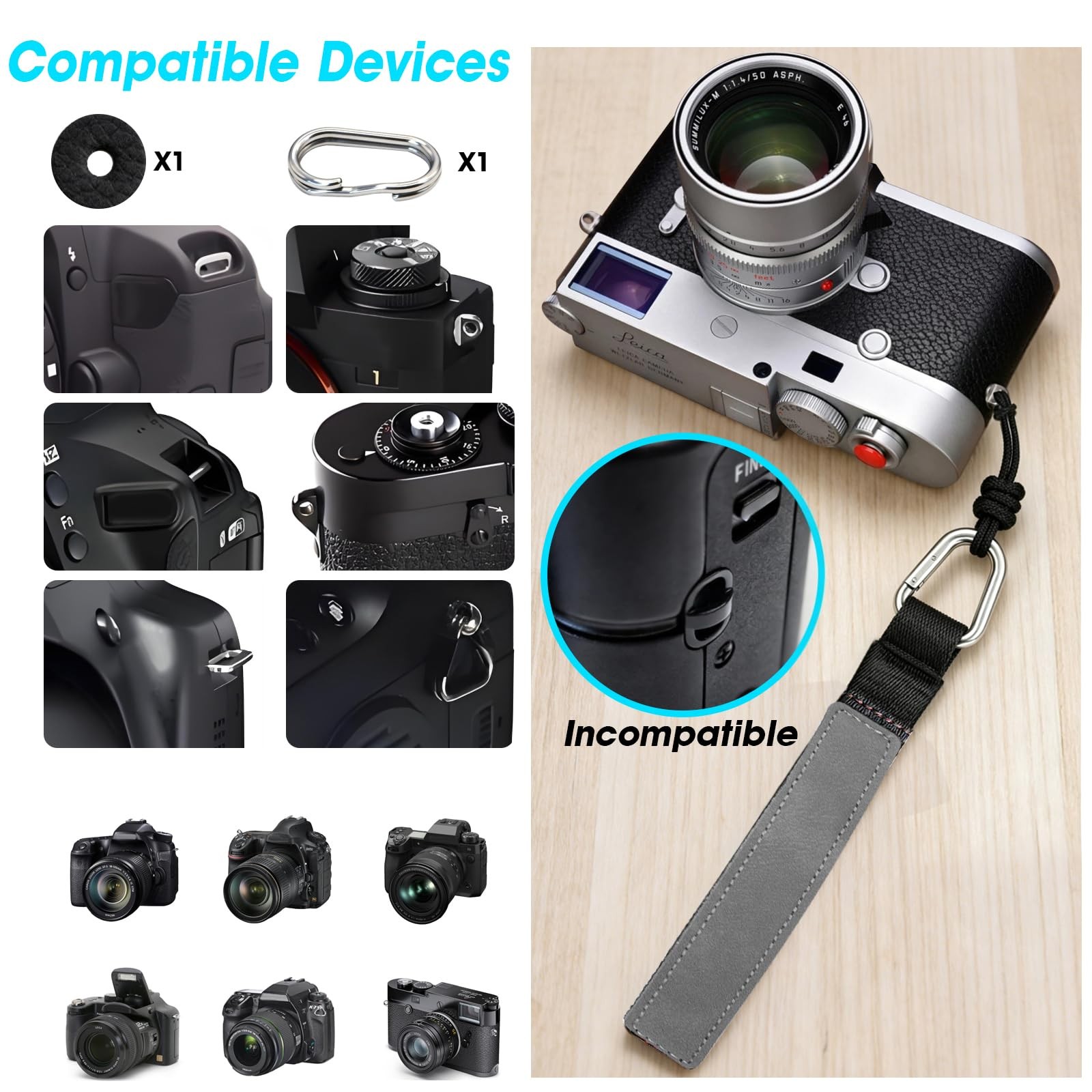 Universal Camera Wrist Strap Adjustable Camera Hand Strap for Photographer