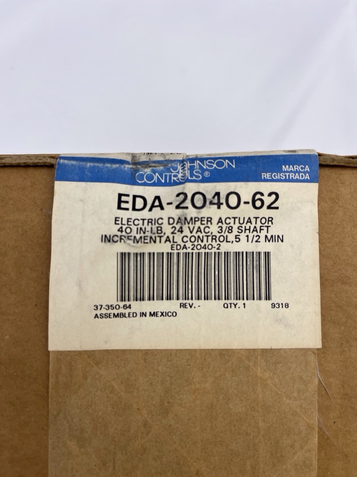 Johnson Controls Metasys Electric Damper Actuator EDA-2040-62 NOS