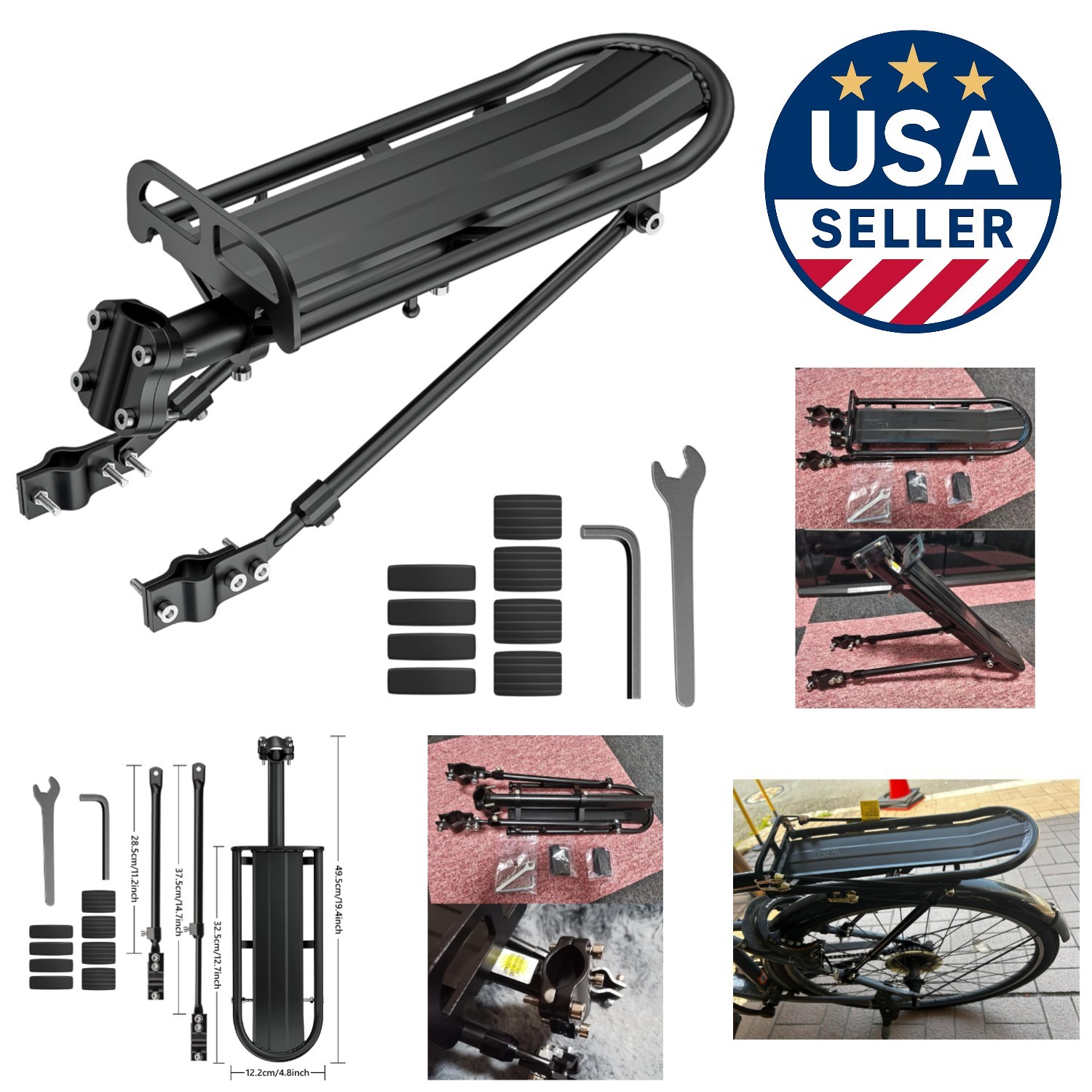 Weather-Resistant Aluminum Cargo Rack for Bikes - Quick Install & 55 lb Load