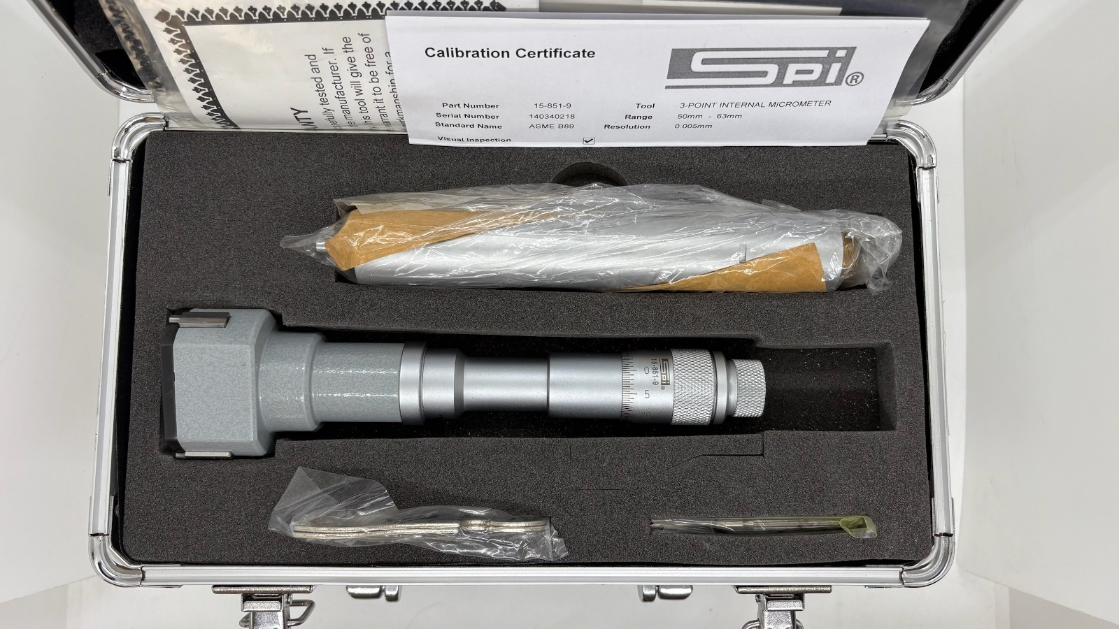 SPI 15-851-9 3-Point Internal Micrometer 50mm - 63mm