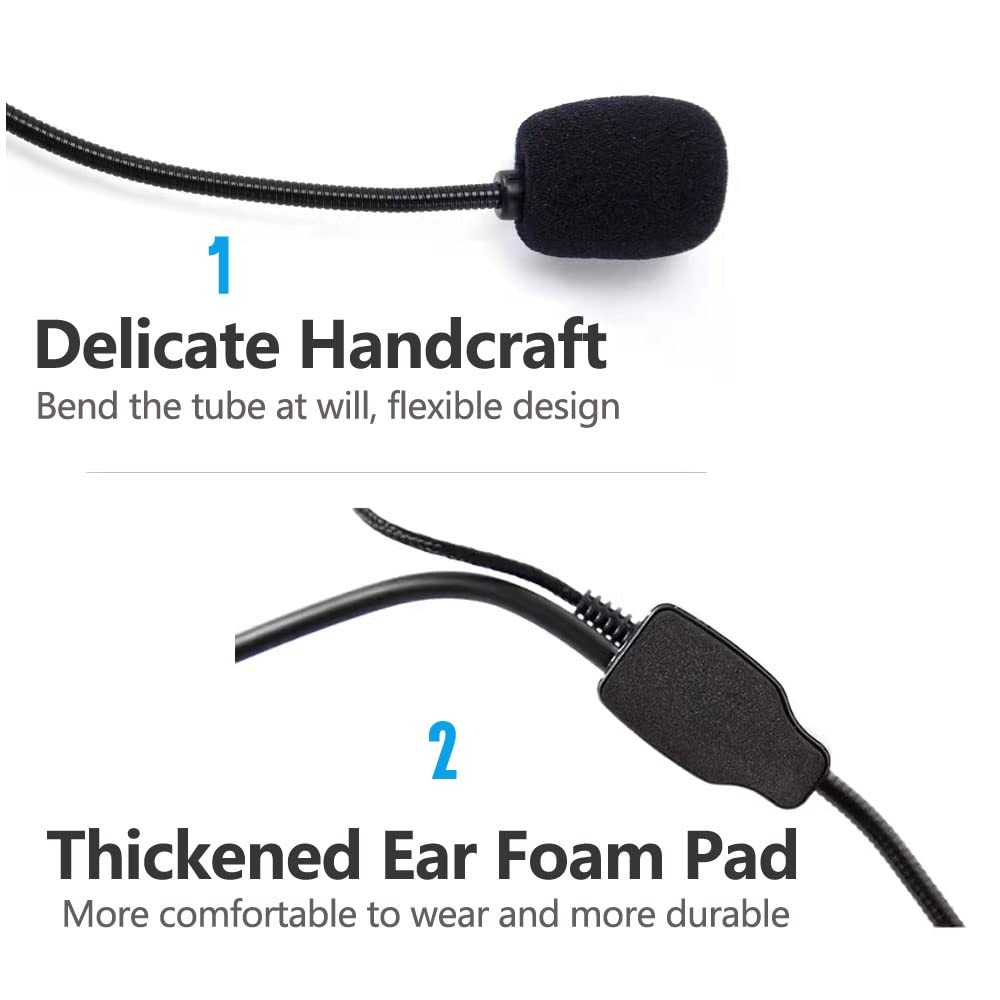 VOVIGGOL 2Pcs Microphone Headset Mic, Flexible Wired Boom Φ9.7×5.2mm, Black