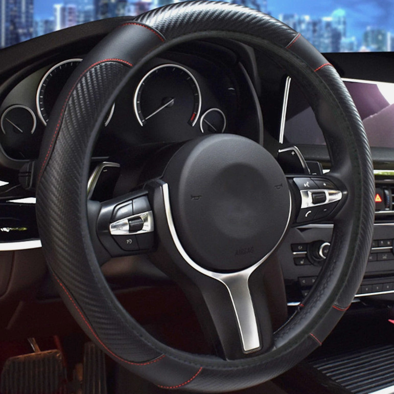 For Buick Leather Steering Wheel Cover Good Grip Car Accessories 15"/37-38CM