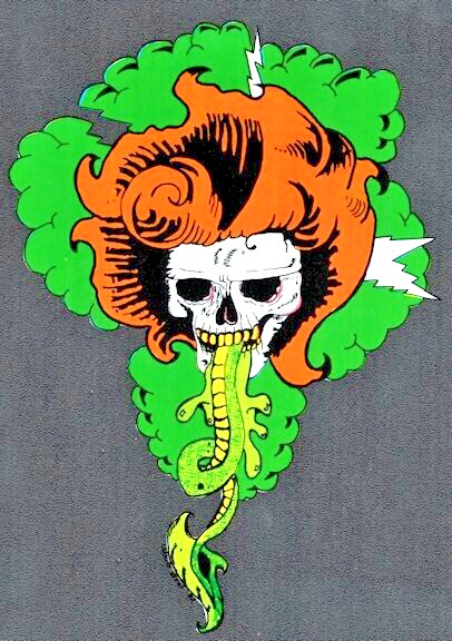Vintage Grateful Dead Decal - Skeleton Skull w/ Vomiting Snake & Mushroom Cloud