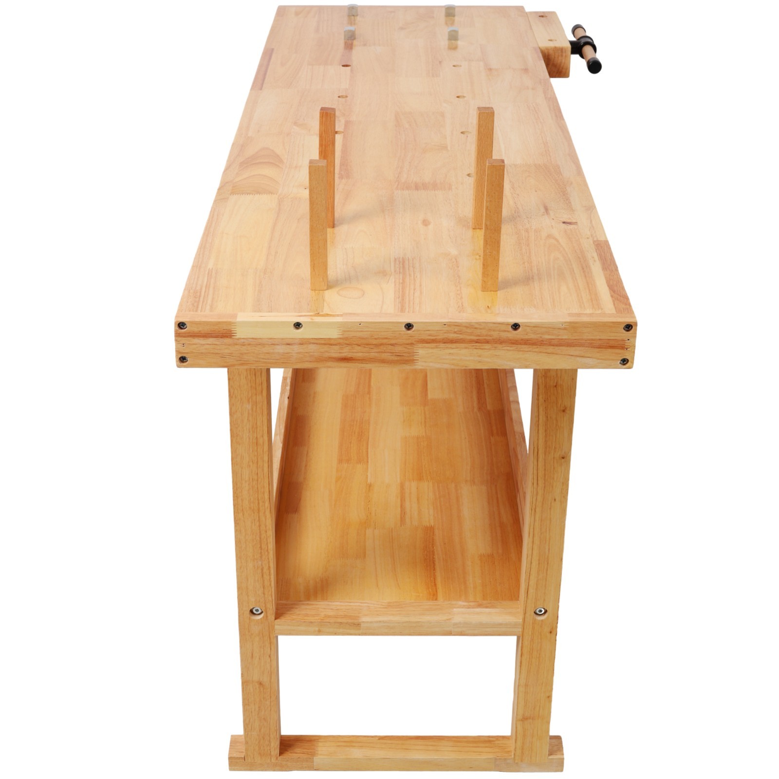 60" Rubberwood Workbench with 2 Drawers & Shelf for Garage & Workshop