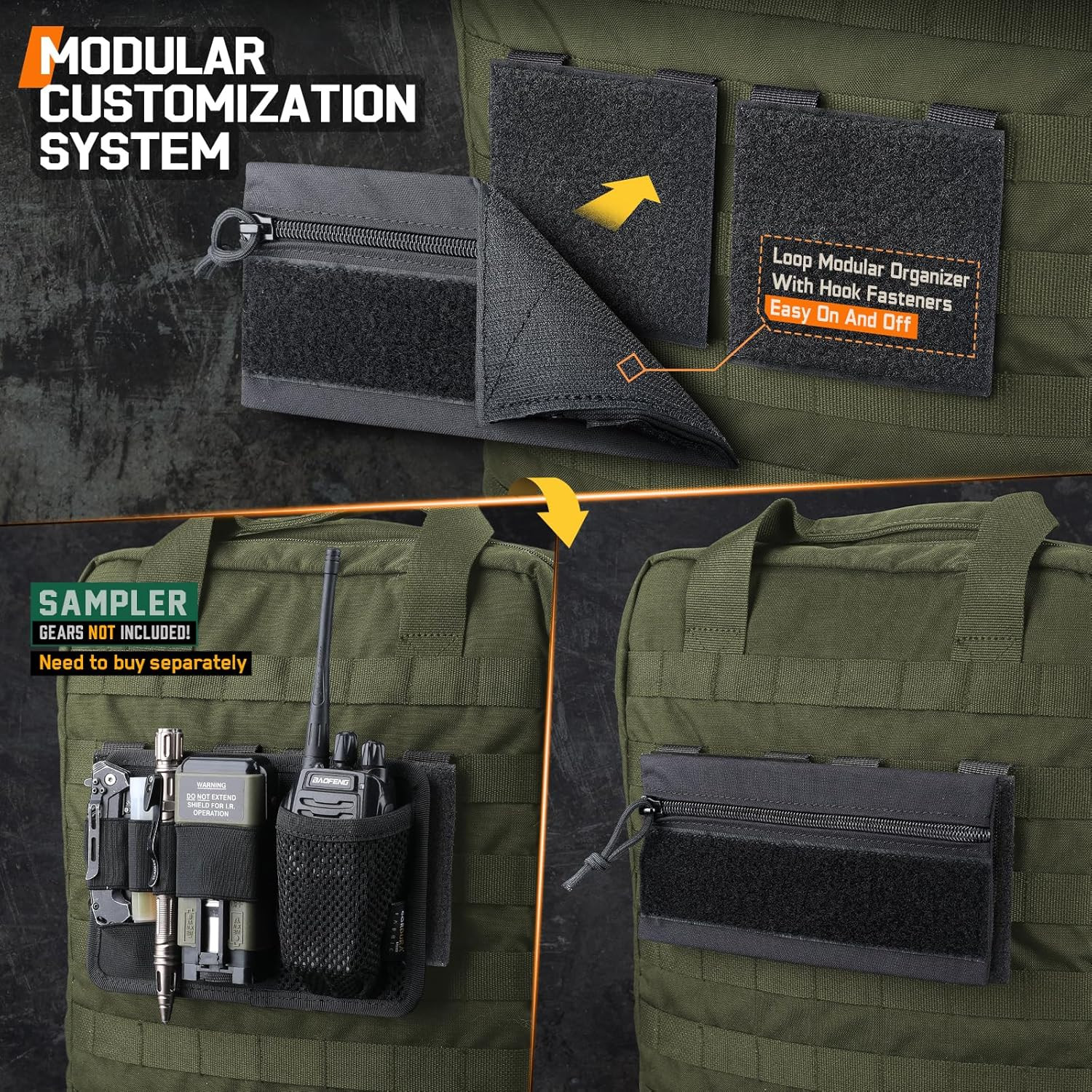 Molle Patch Panel,2/4 Pcs Tactical Hook&Loop Adapter Panel Morale Patch Board...